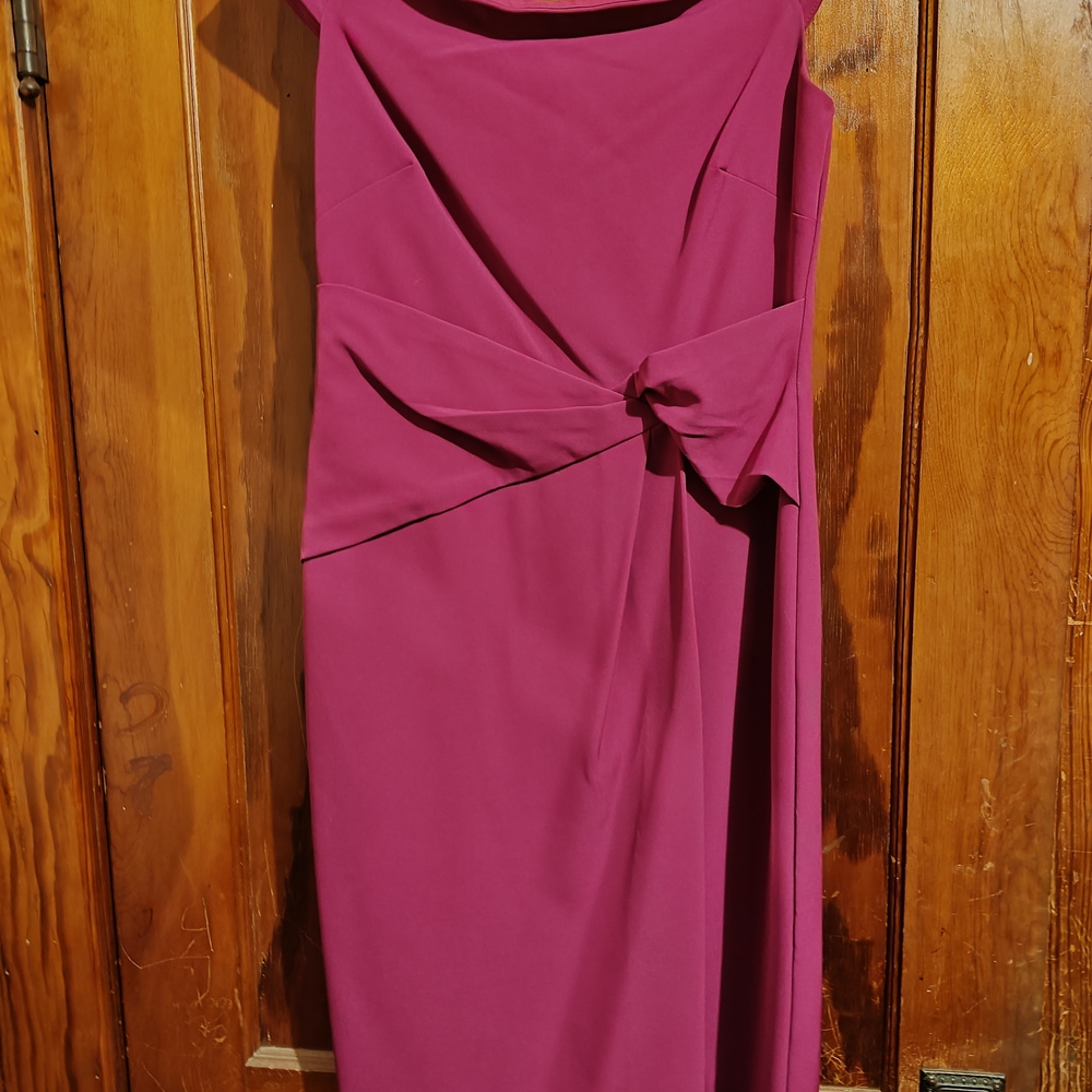 Ralph Lauren Magenta Knot-Waist Midi Dress